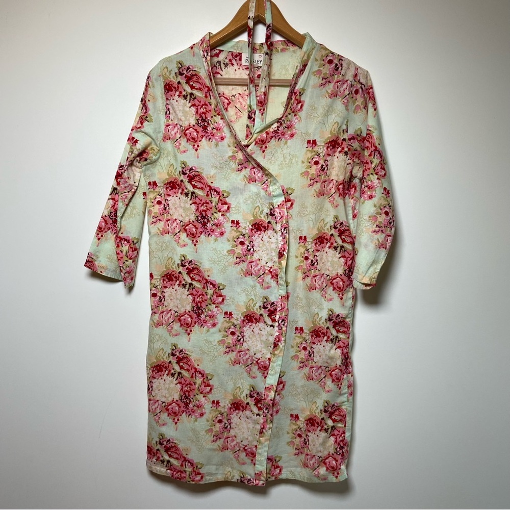 The Paisley Box Floral Robe Medium Cotton